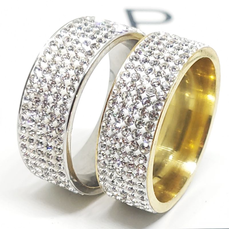 不锈钢5排满钻戒指