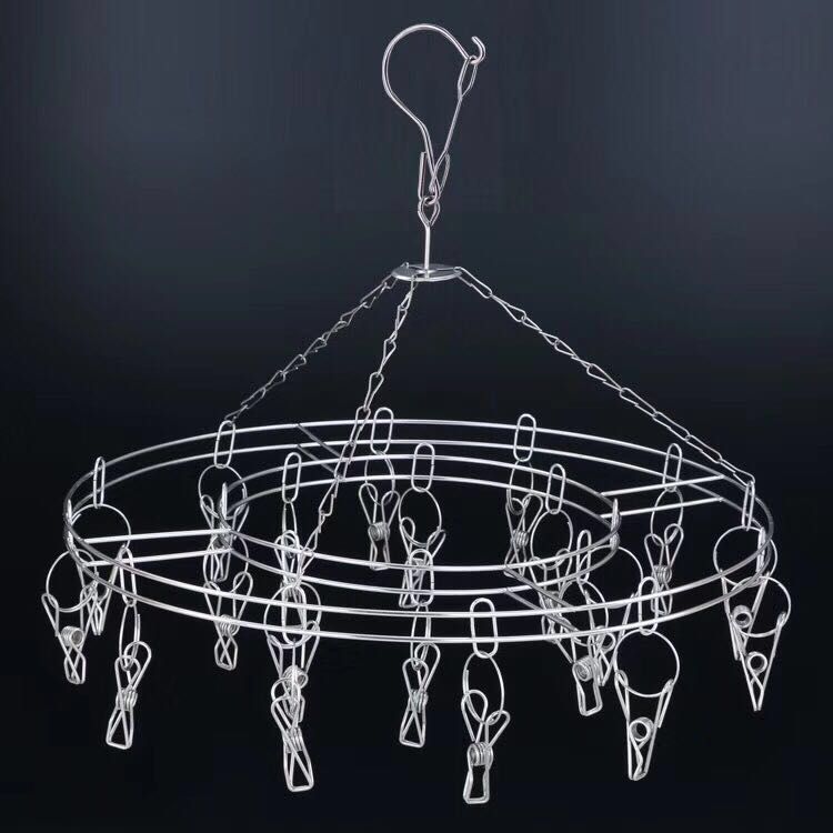 Stainless steel hosiery hanger for drying underwear multi - clip drying rack for household cooling clothes hook rack multi-functional magic device thumbnail