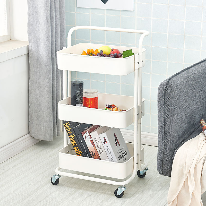 Three-layer movable small trolley home IKEA storage rack, kitchen storage rack, living room beauty salon storage rack undefined