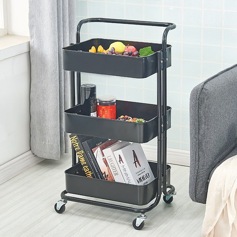 Three-layer movable small trolley home IKEA storage rack, kitchen storage rack, living room beauty salon storage rack undefined