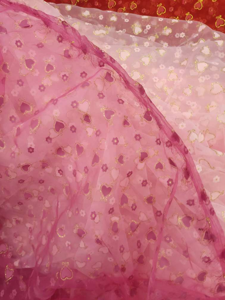 Golden Heart Matte Gauze Fabric for clothing, accessories, headwear and handicrafts 2022 details Picture