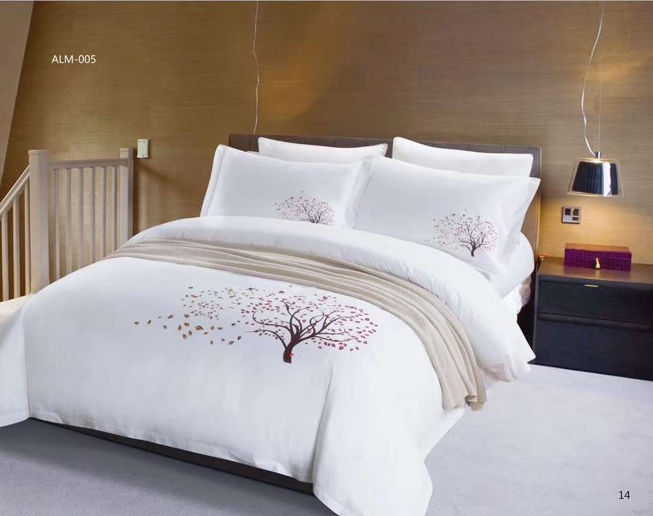 五星酒店布草全棉贡缎印花四件套酒店床单被套枕套产品图