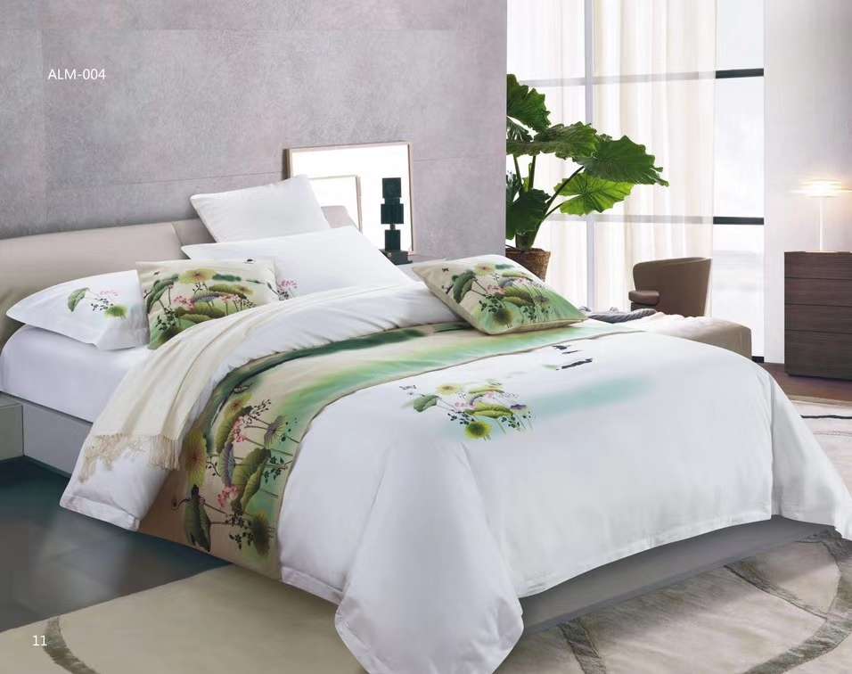 五星酒店布草全棉贡缎印花四件套酒店床单被套枕套细节图