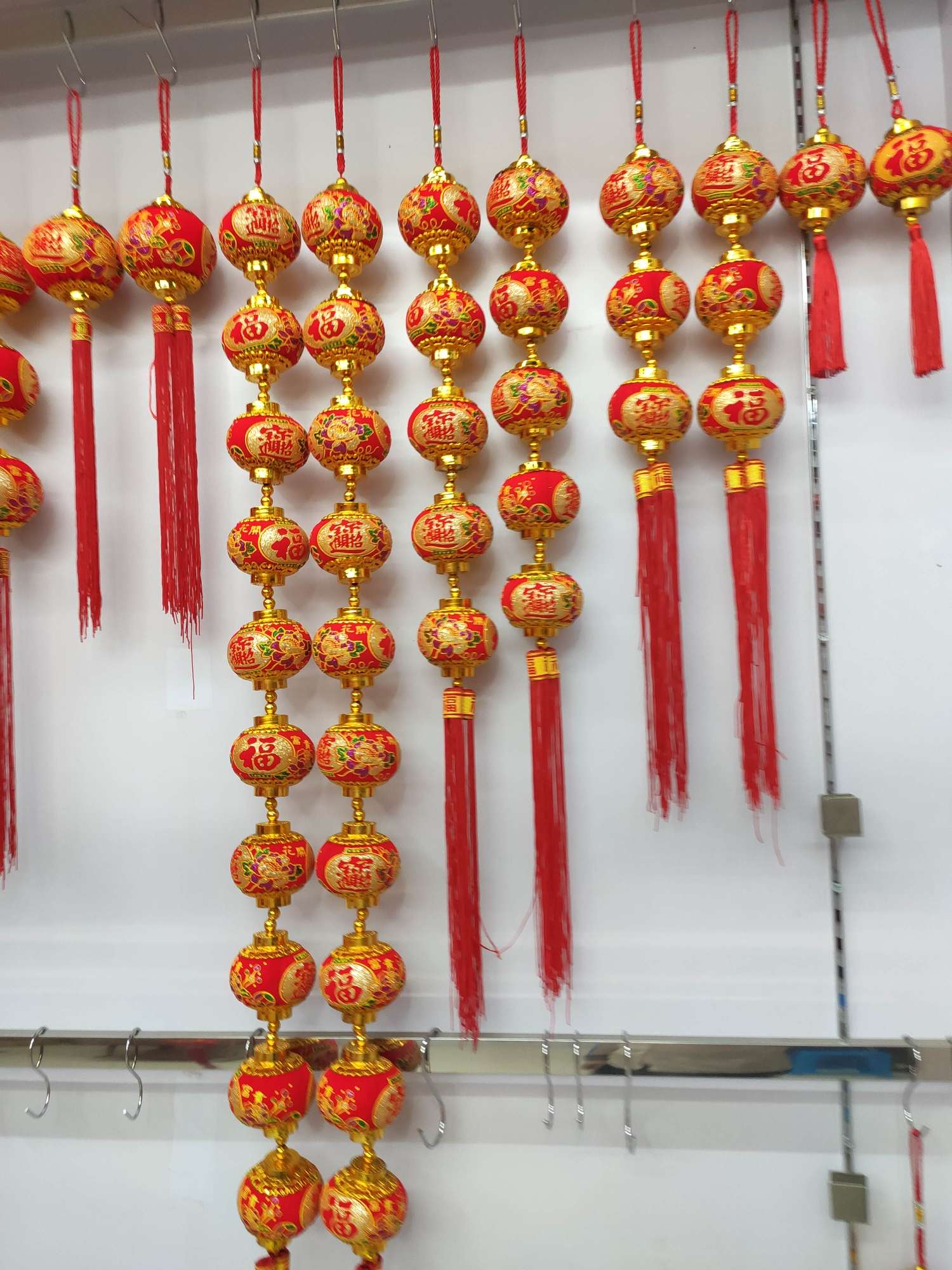 Long string of big red lanterns for lantern festivals, factory direct sales, flocking, congratulations and prosperity, good products from Yiwu