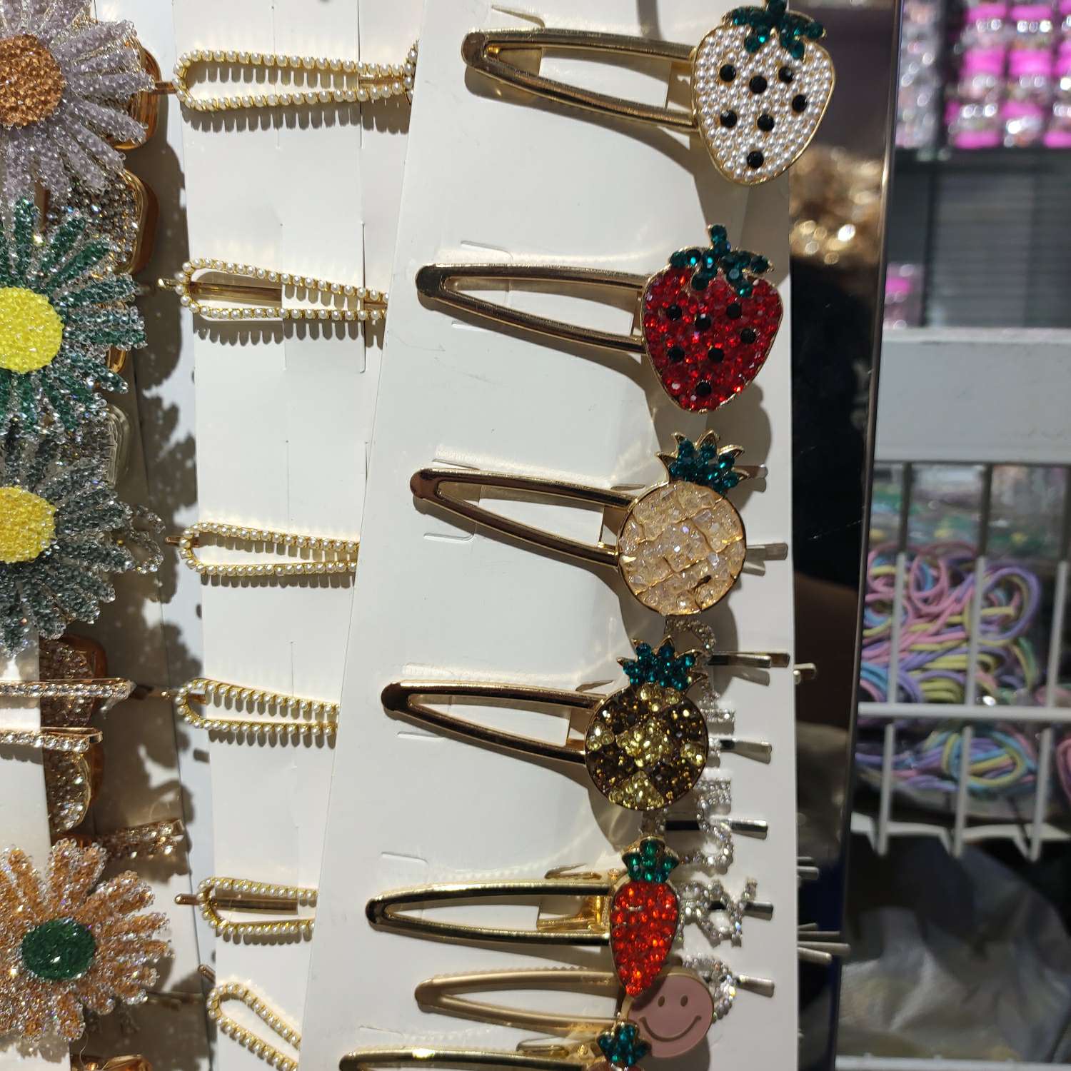 Full diamond pineapple hair clips, super shiny one-line clips, popular side hair clips, side clips, girlish bangs headwear clips, duckbill clips