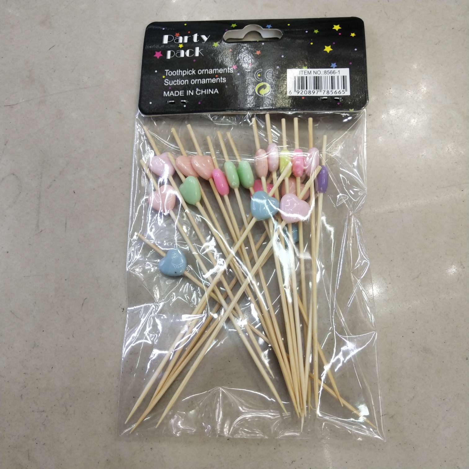 Wholesale macaron-colored heart-shaped toothpicks for party supplies Specification image