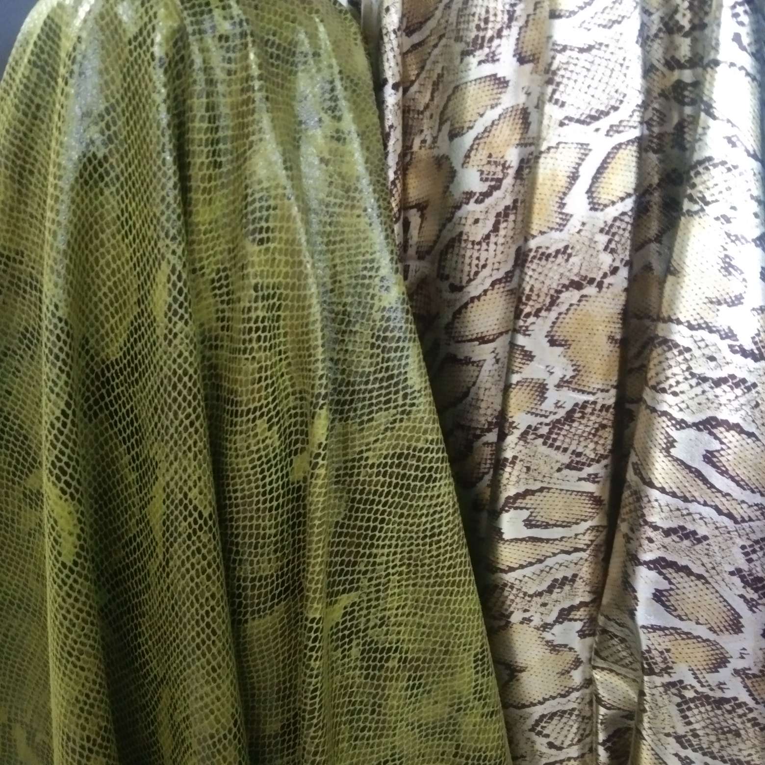 Suede velvet with gold embossed snake skin texture