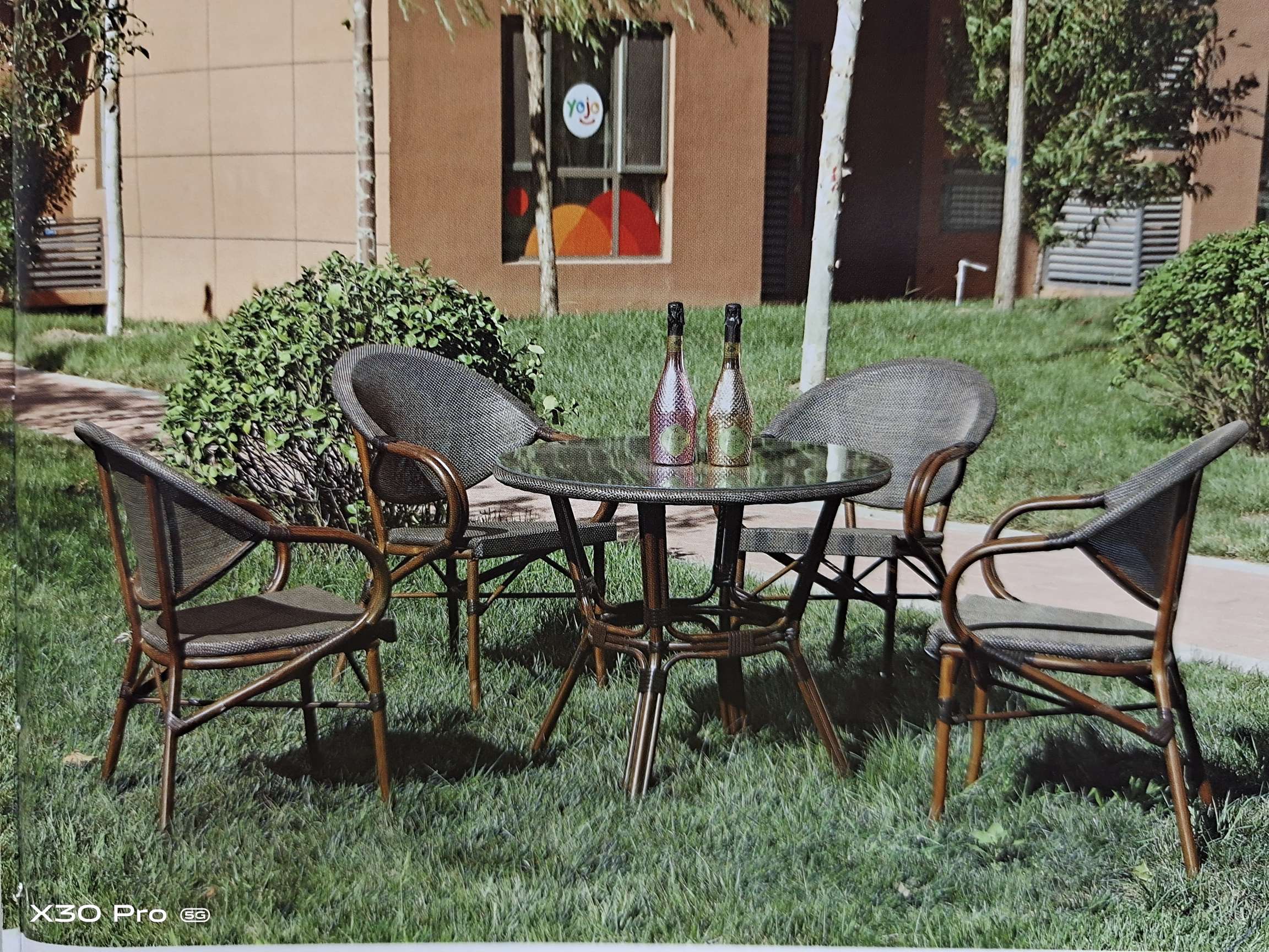 Outdoor leisure products, rattan furniture. Rattan table and chair, garden terrace table and chair set. thumbnail