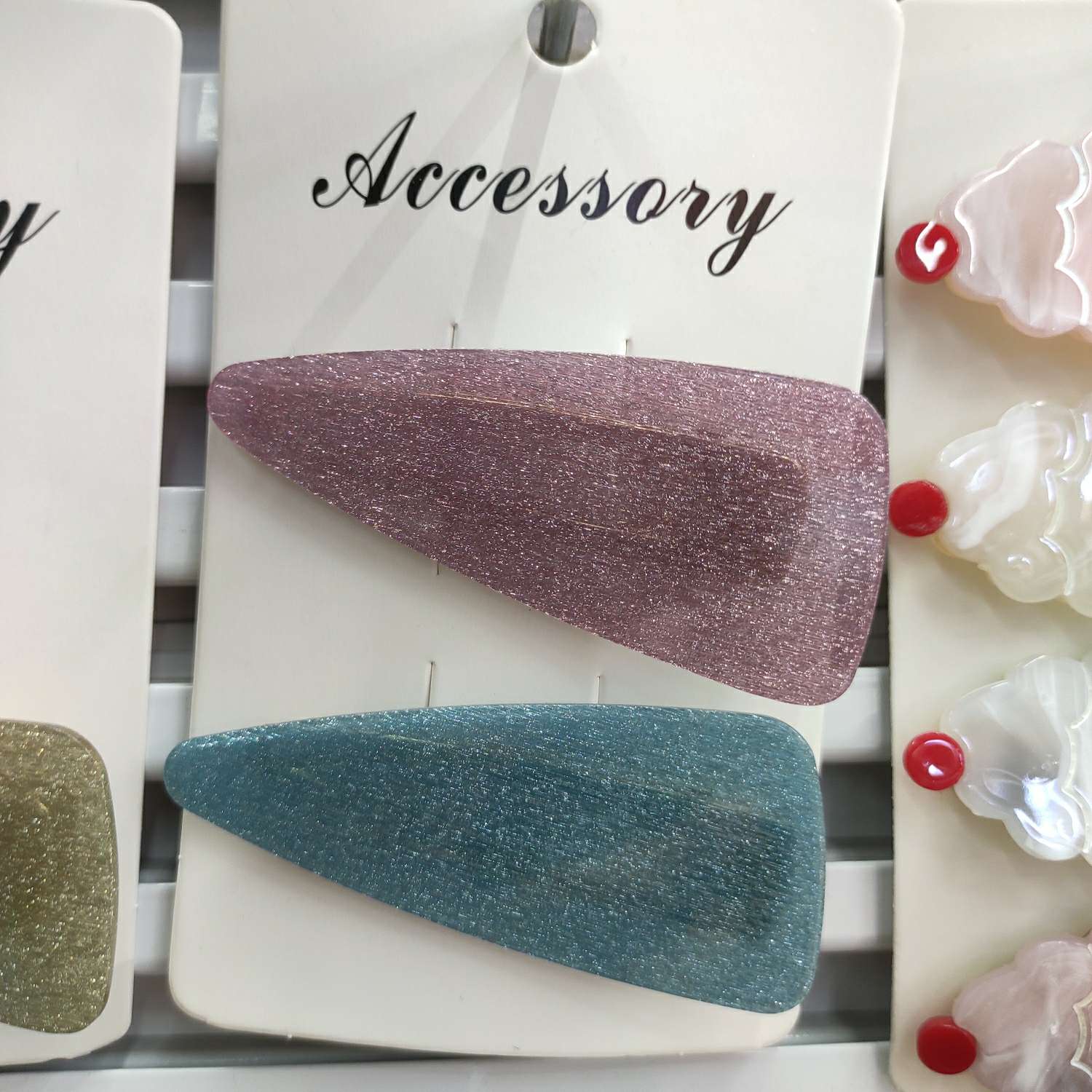 韩国网红款金粉拉丝发夹边夹气质醋酸鸭嘴夹可爱少女刘海夹碎发夹