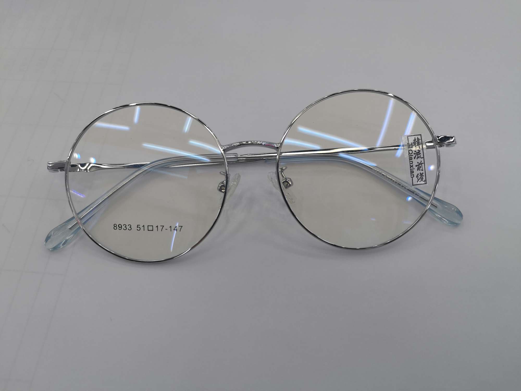 Ladies' round-framed optical glasses, cute student silver