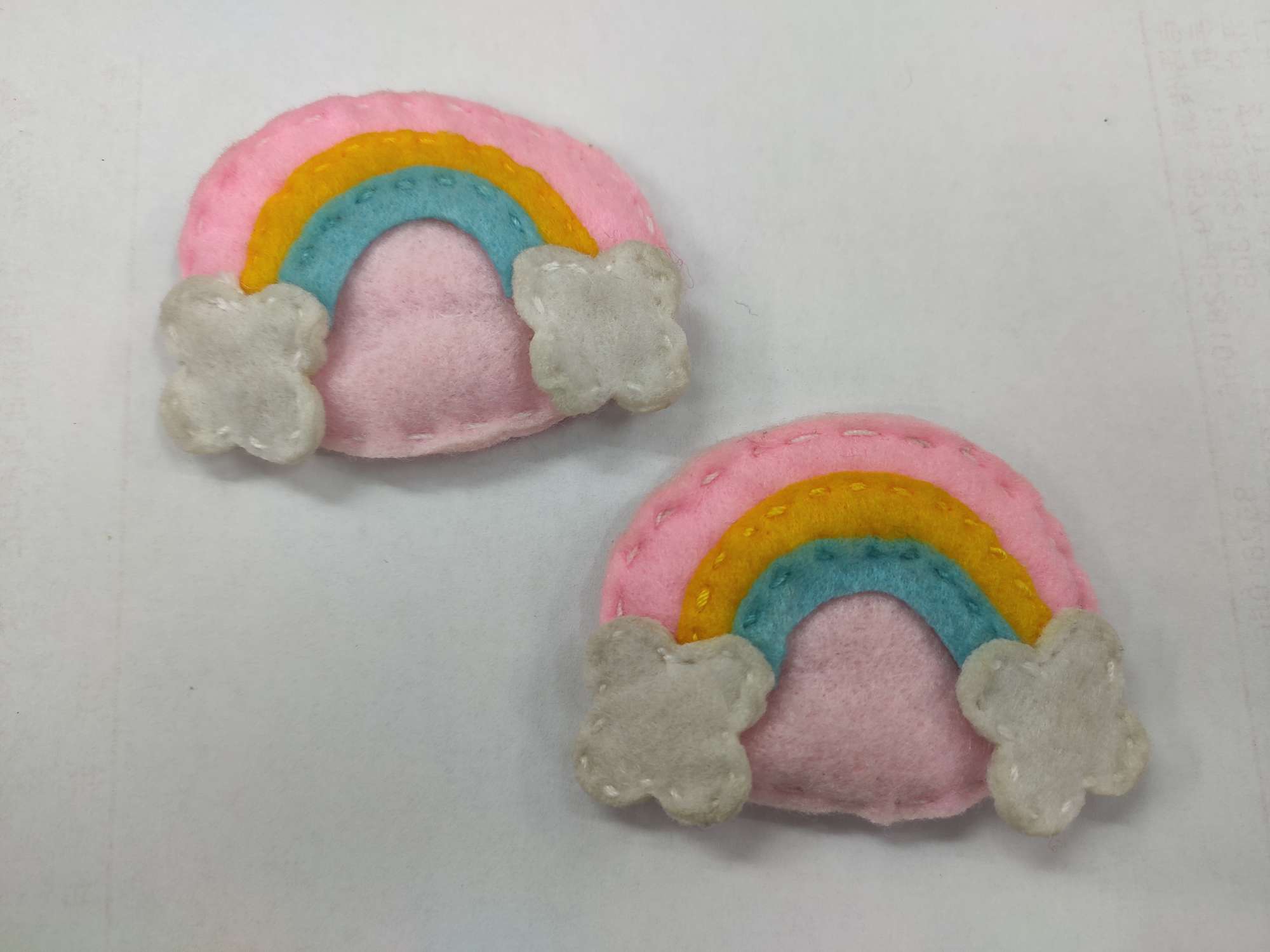 无纺布卡通粉彩虹夹子手工制作发夹创意配件图