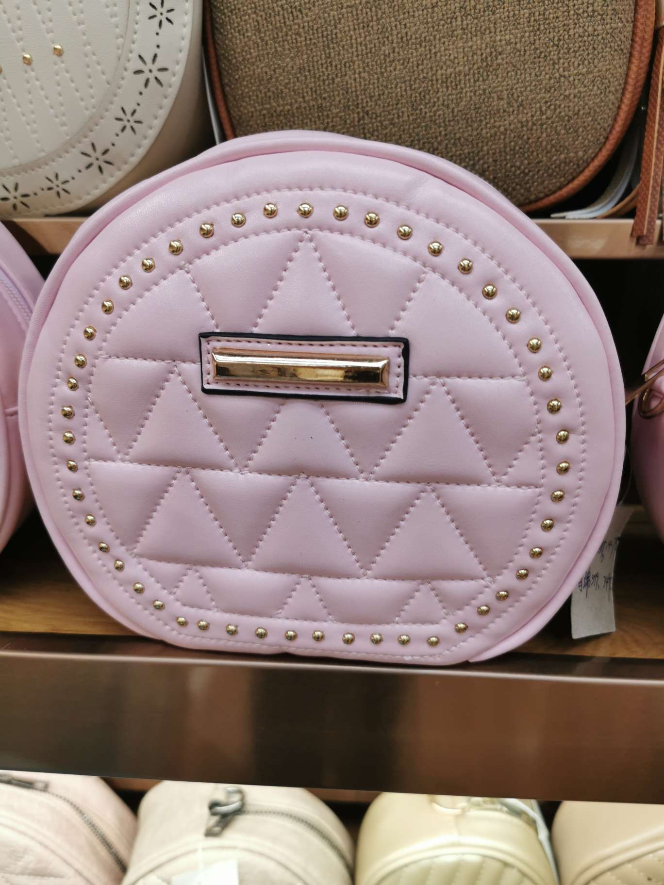New embossed small round bag, single-shoulder crossbody bag, letter bag, official genuine leather women's bag