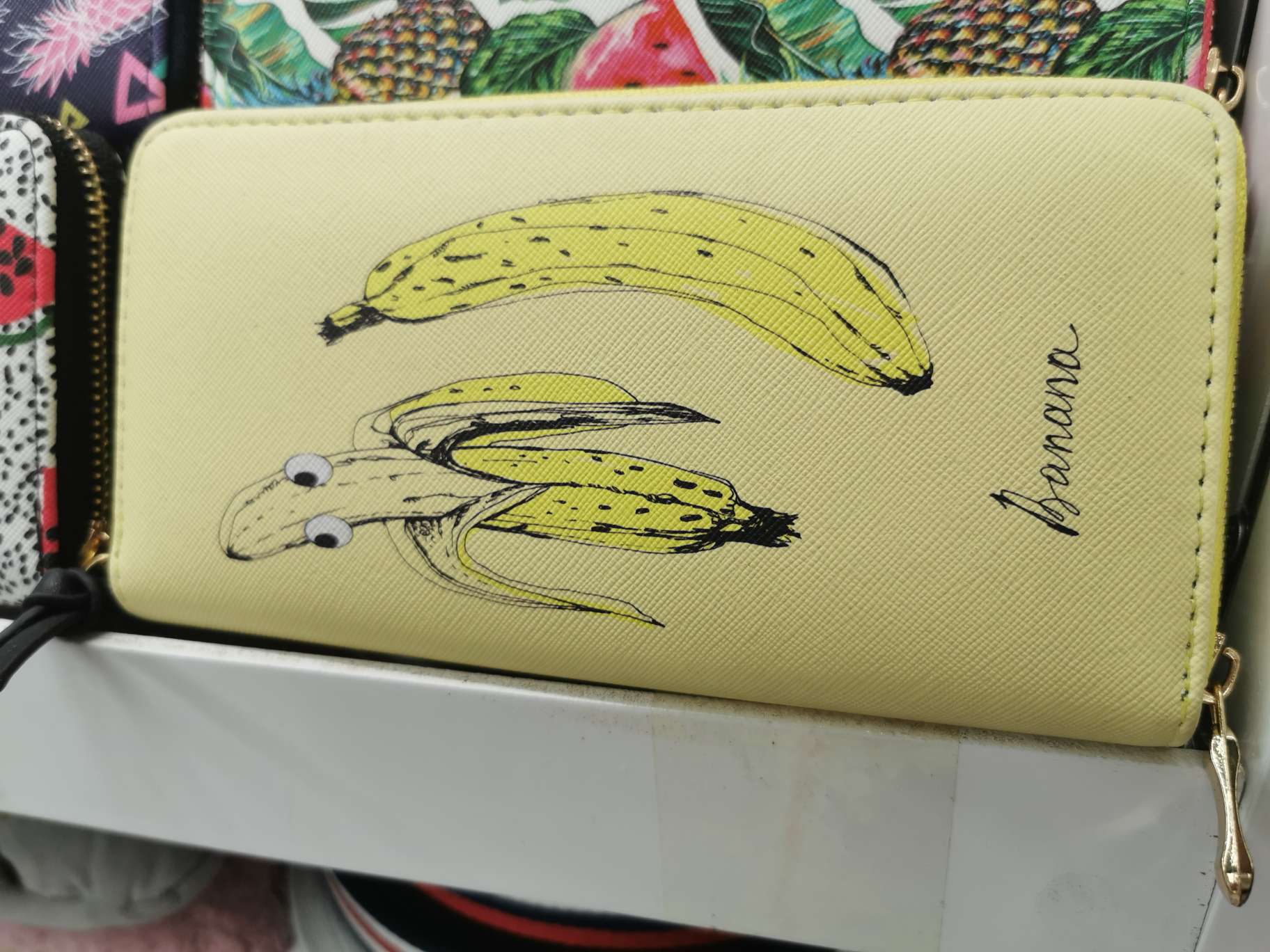 儿童公主零钱包女孩中小学生可爱卡通钱包手机包长款皮夹子黄色香蕉产品图