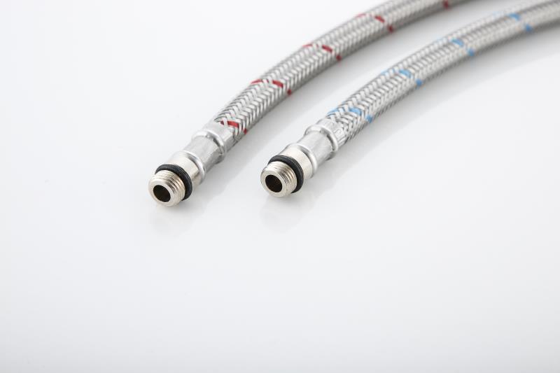 不锈钢红蓝丝编织管水龙头冷热水进水管长度可定制产品图