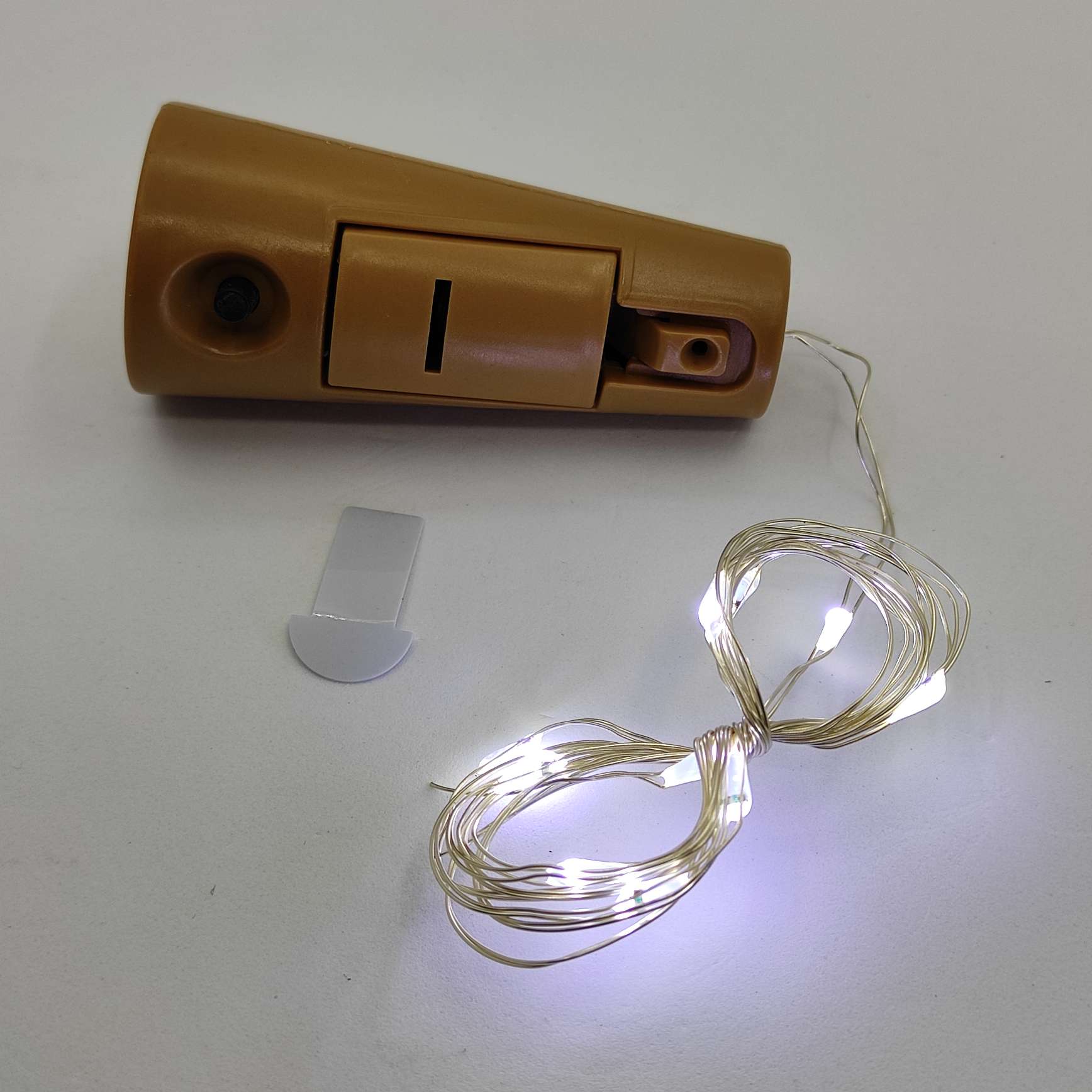 新款3功能闪烁瓶塞灯串 圣诞节日氛围led铜线灯红酒瓶装饰瓶塞灯白底实物图