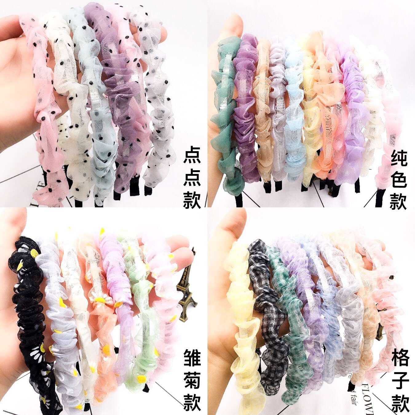 Korean-style Eugene gauze headbands and hairbands are popular hair accessories