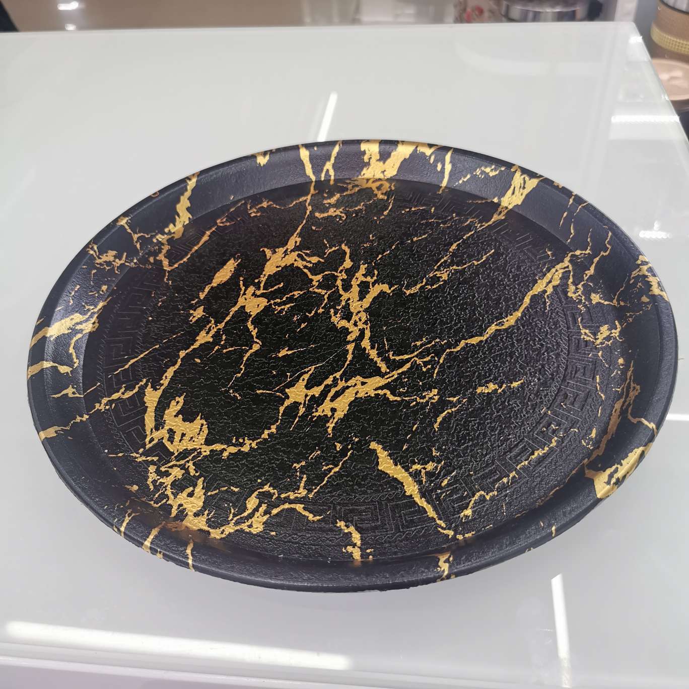 marble grain designed food tray