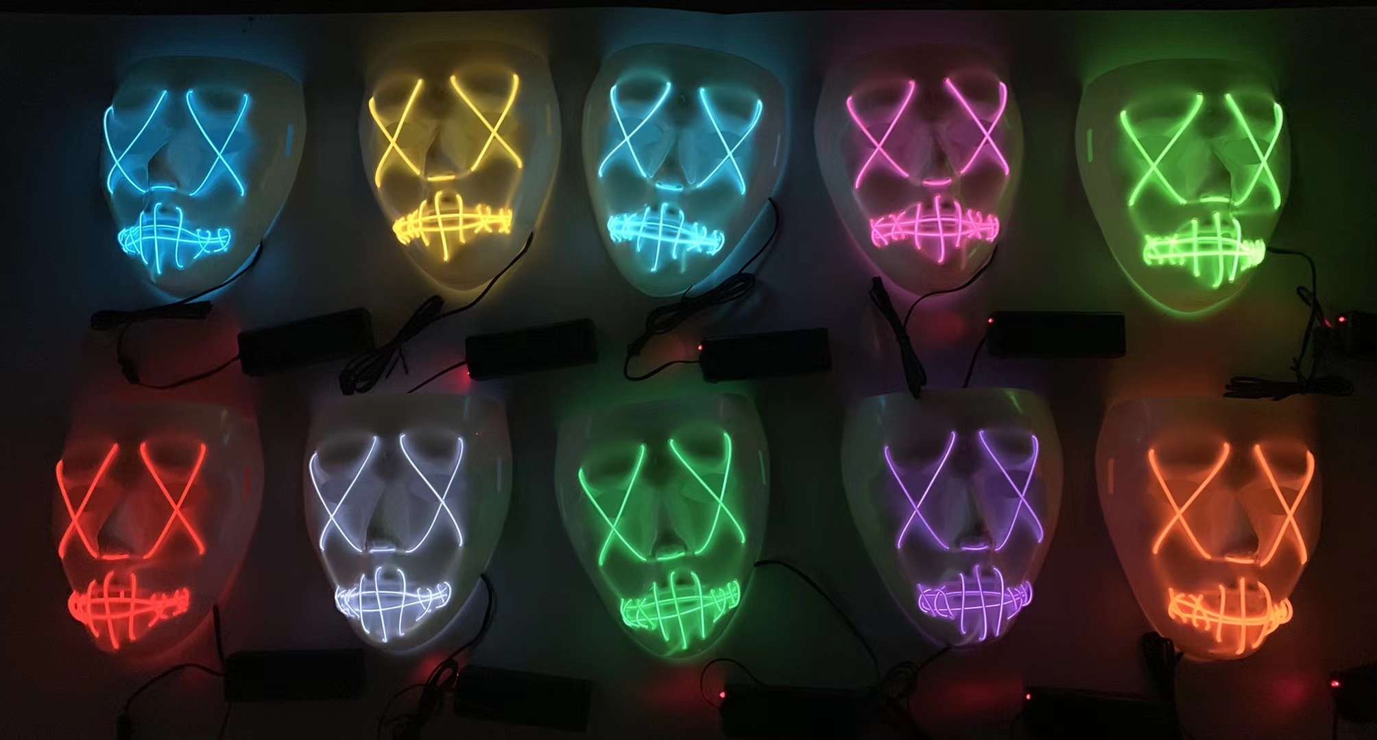 LED simulation high-end dance party new mask Carnival party Halloween mask details Picture