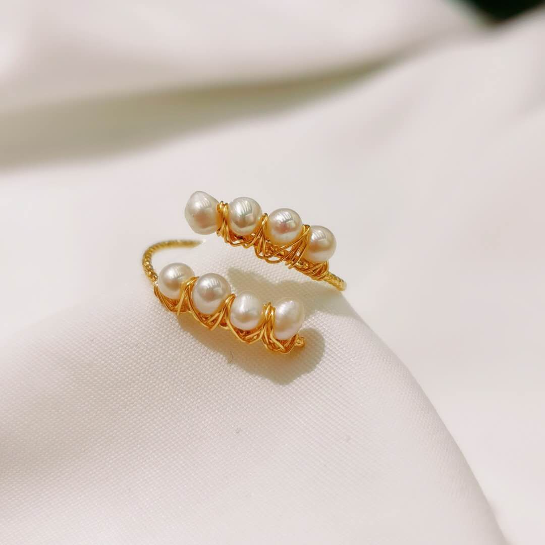 New exclusive design handcrafted wrapped freshwater pearl open ring Application Scenario