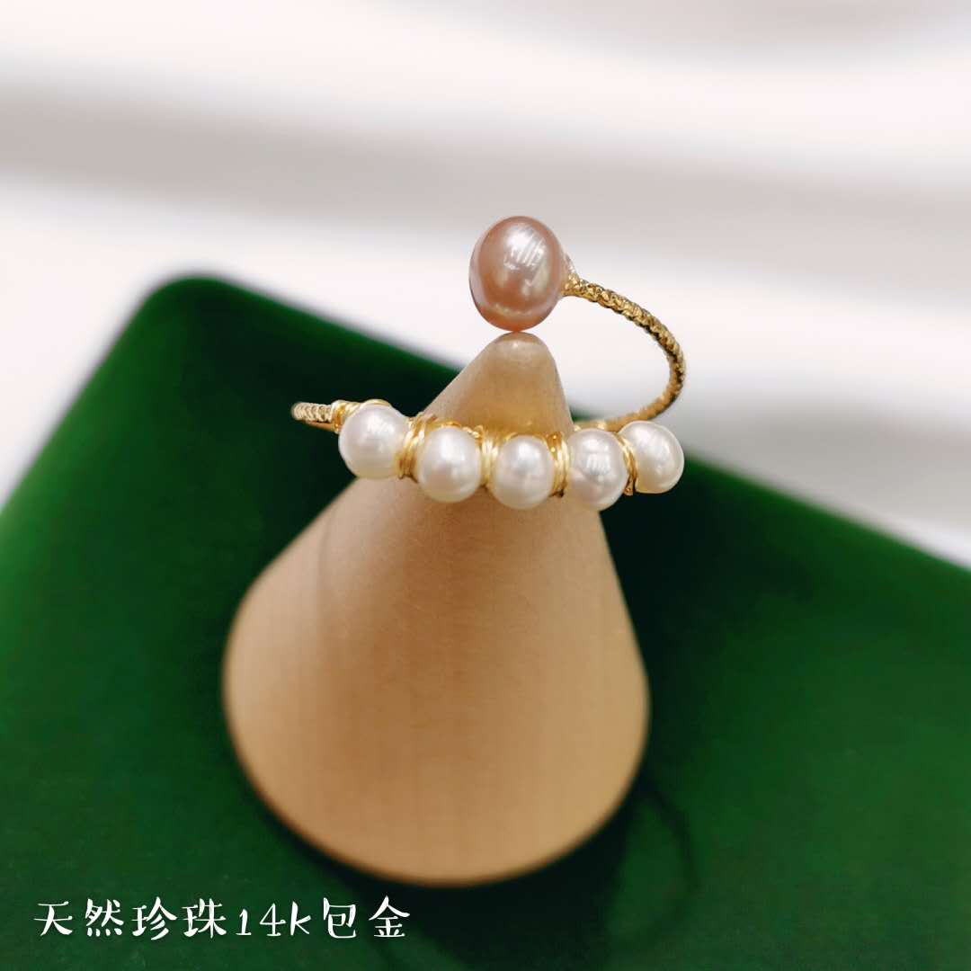New exclusive design handcrafted wrapped freshwater pearl open ring Specification image