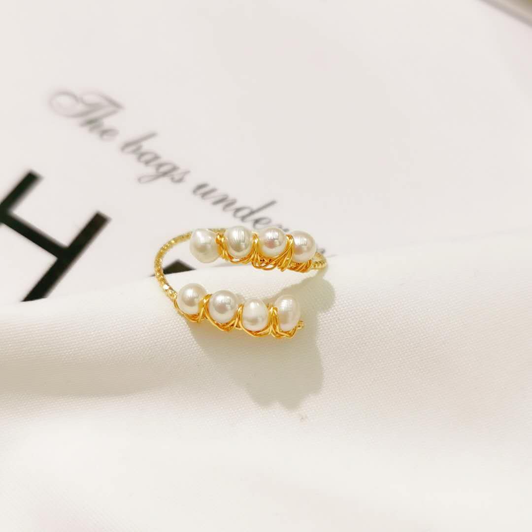 New exclusive design handcrafted wrapped freshwater pearl open ring undefined