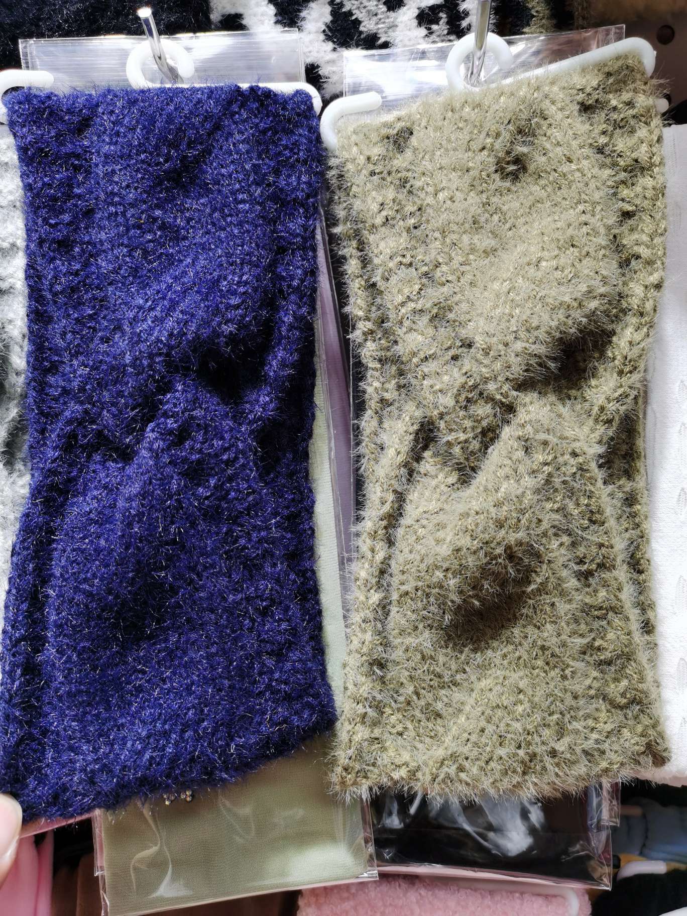 毛线头带冬季/贸欧美时尚/女士毛线针织白底实物图