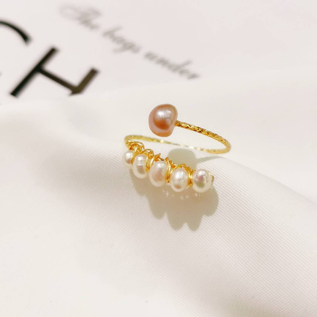New exclusive design handcrafted wrapped freshwater pearl open ring Item Picture