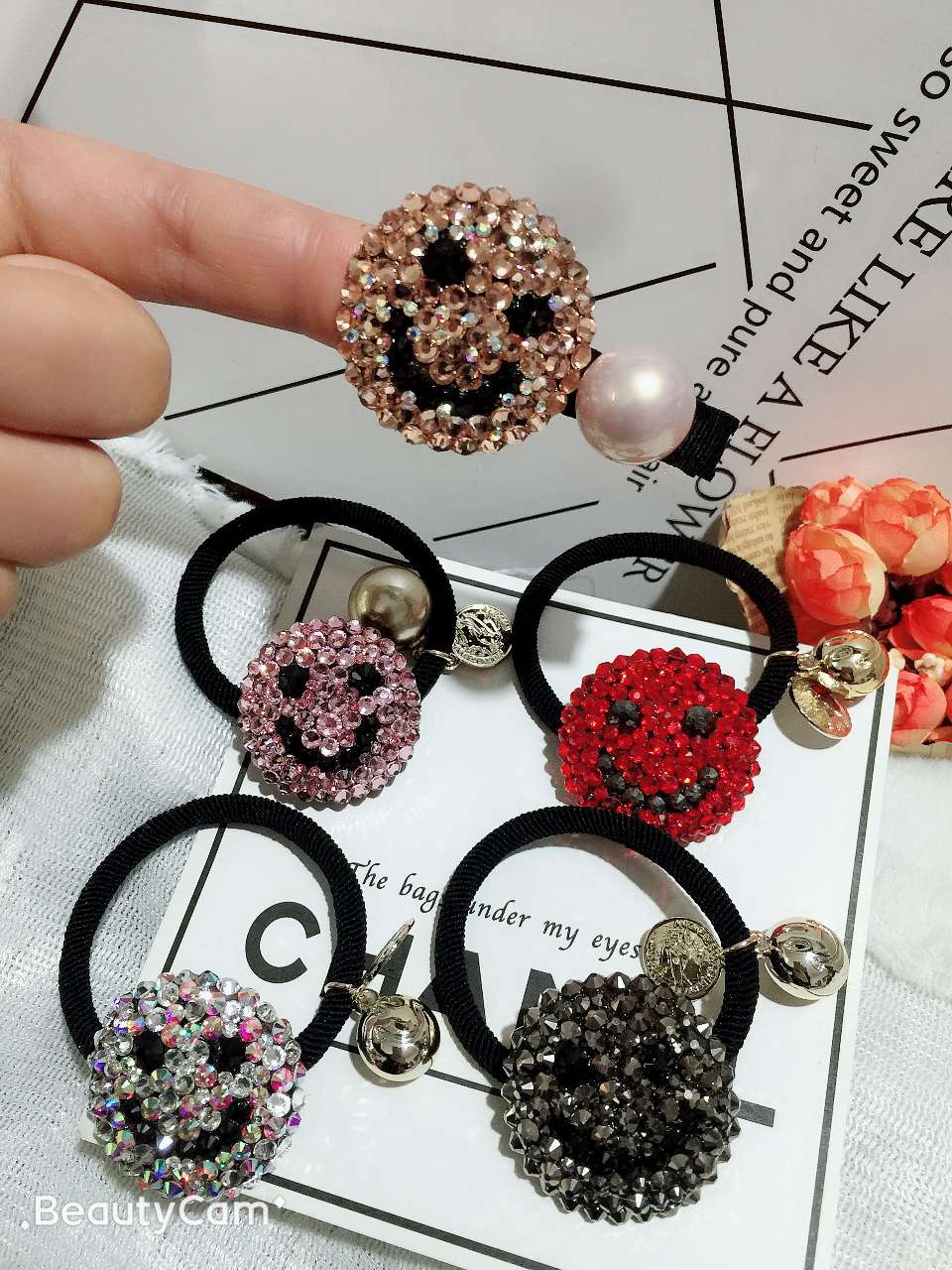 Butterfly Flower accessories, rubber bands, smiling face hair band accessories
