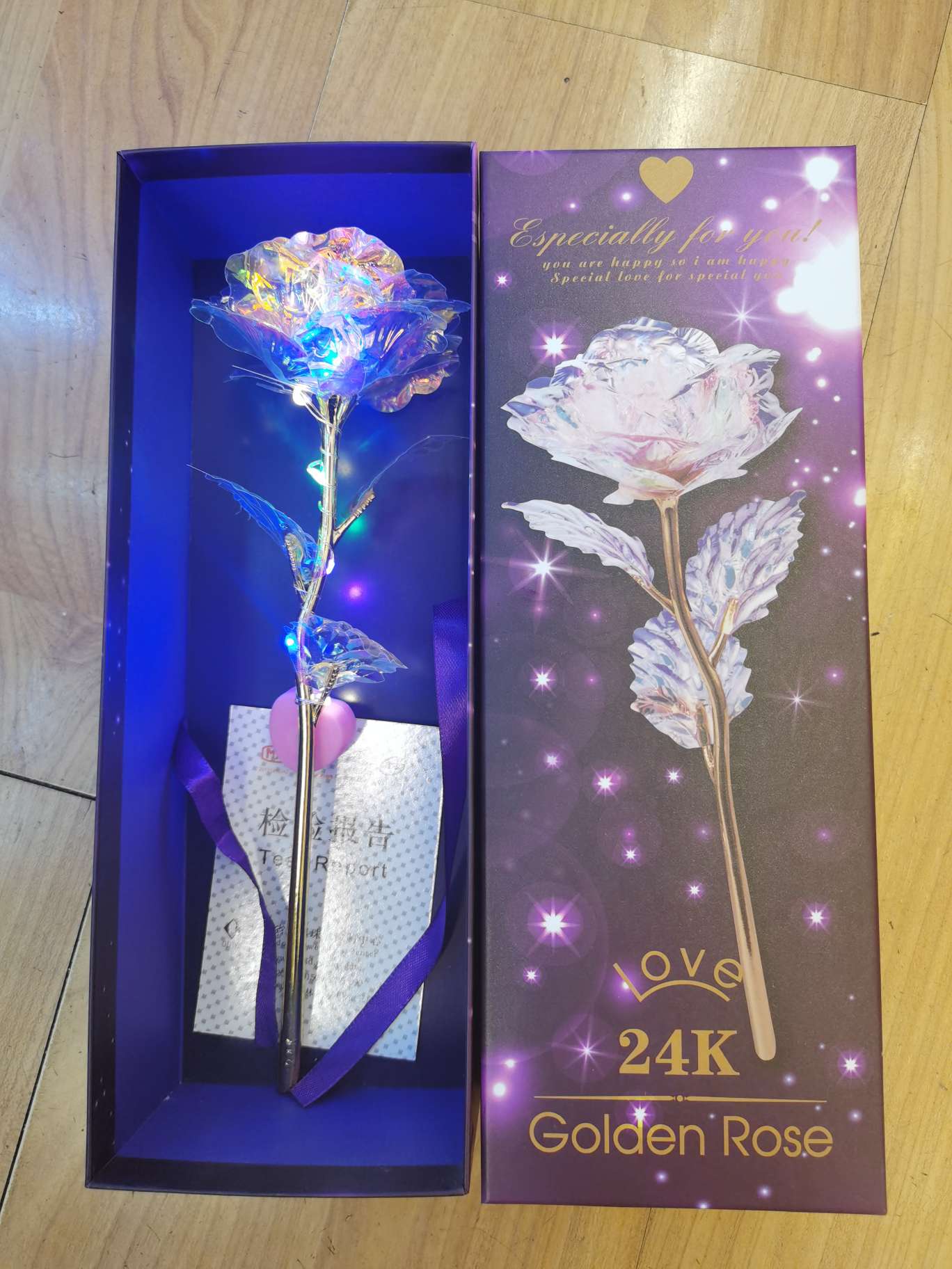 24k colored gold foil rose luminescent simulation gold foil lantern from the manufacturer, creative gifts for Christmas and Valentine's Day details Picture