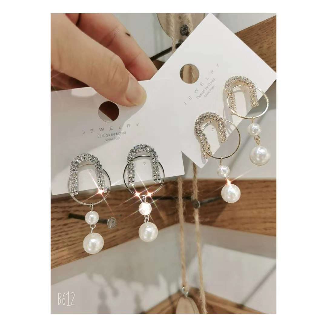 Hot style silver needle earrings (pearl) thumbnail