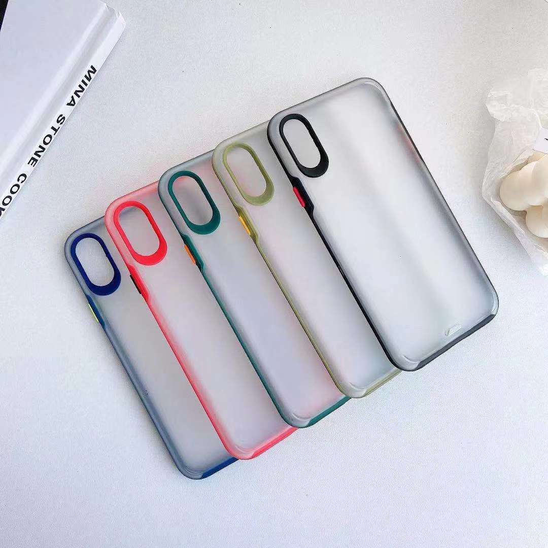 Ultra-thin color contrast button frosted phone case
