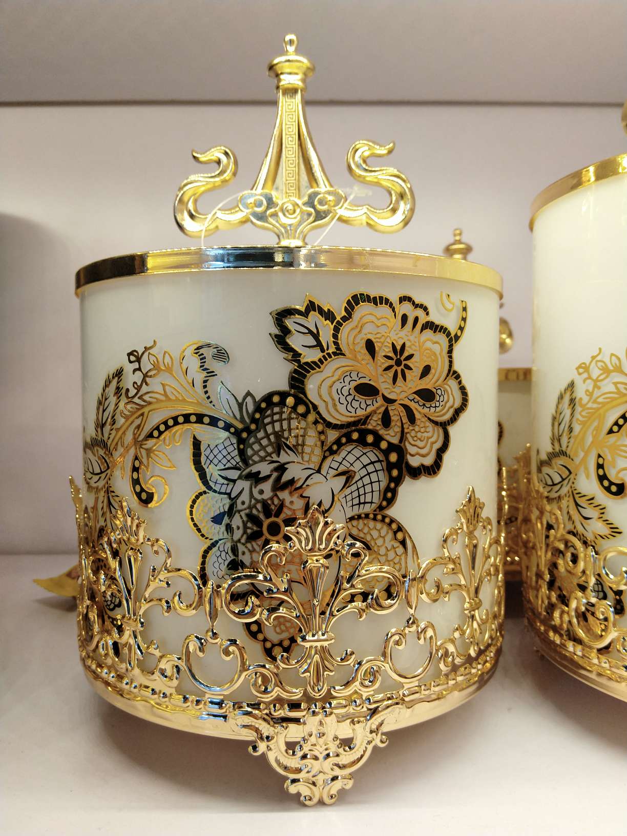 Top grade decal glass decoration set candy box