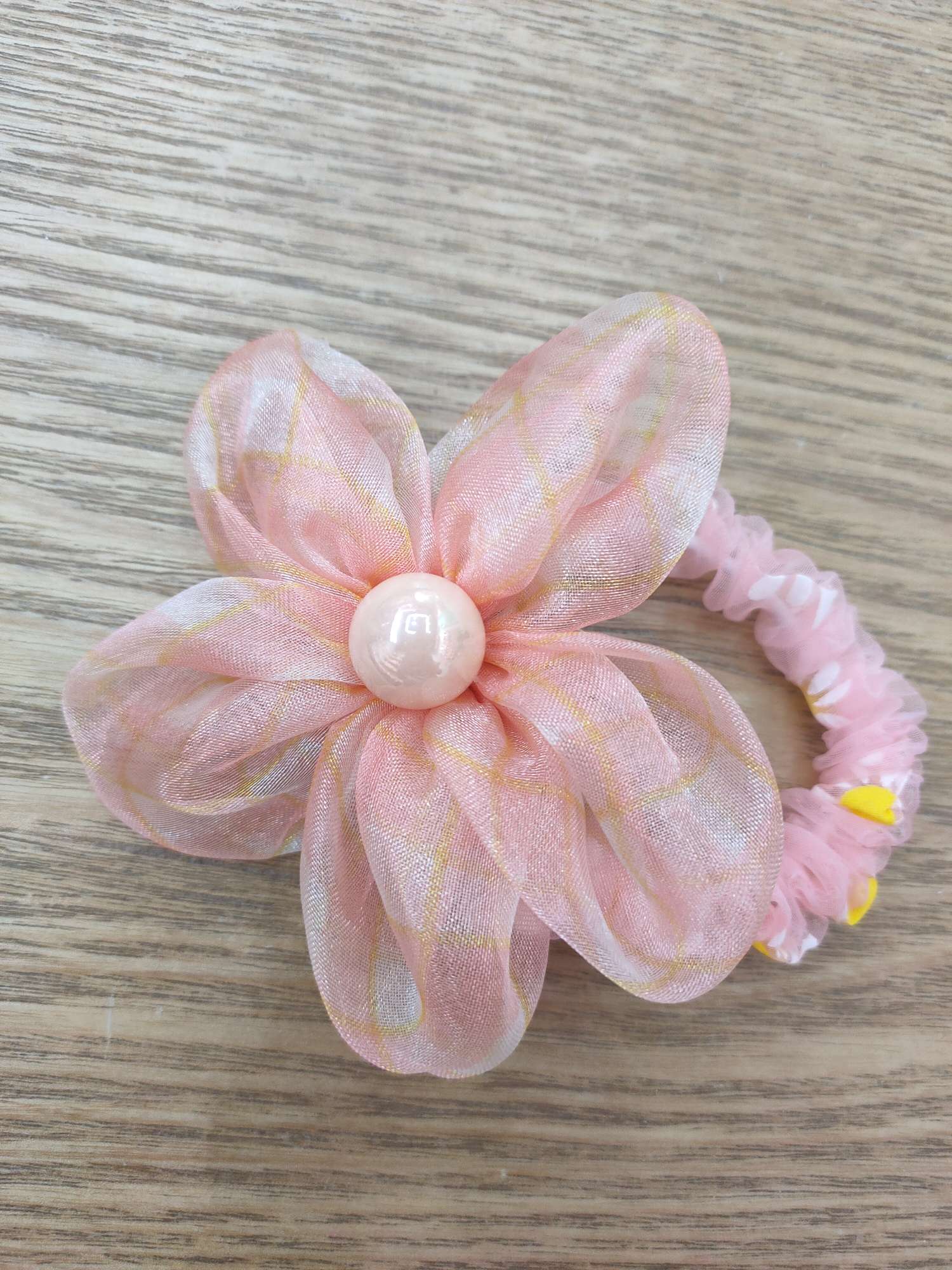 New Girls Big Child Flower Hair Circle Princess Lovely Pearl Flower Rubber Band First Cake Item Picture