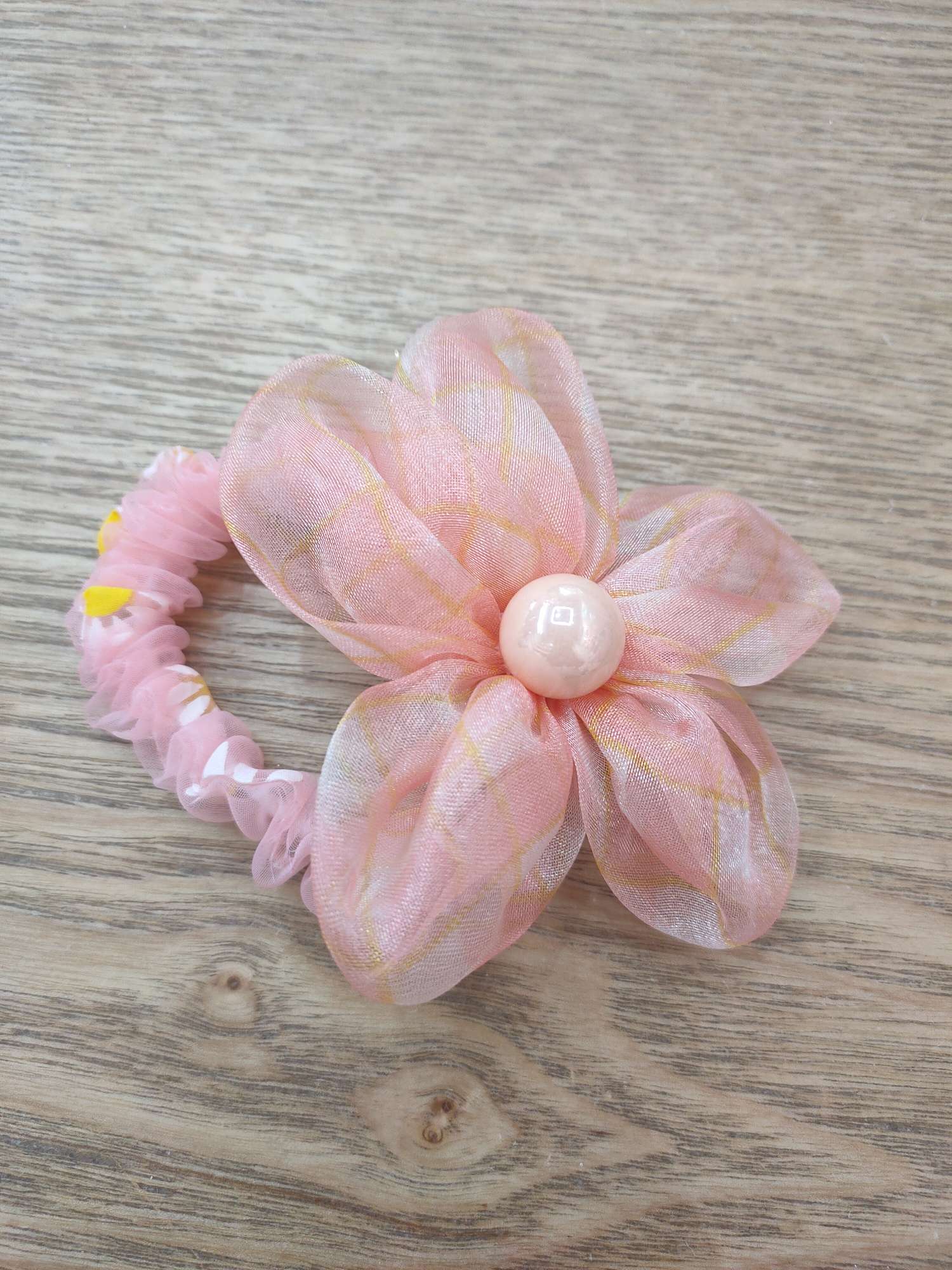New Girls Big Child Flower Hair Circle Princess Lovely Pearl Flower Rubber Band First Cake