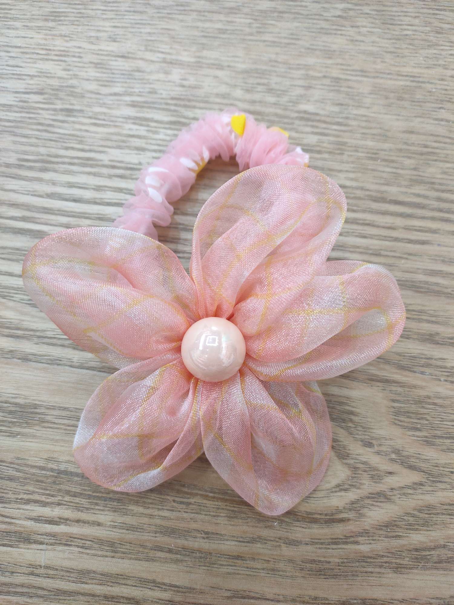 New Girls Big Child Flower Hair Circle Princess Lovely Pearl Flower Rubber Band First Cake details Picture