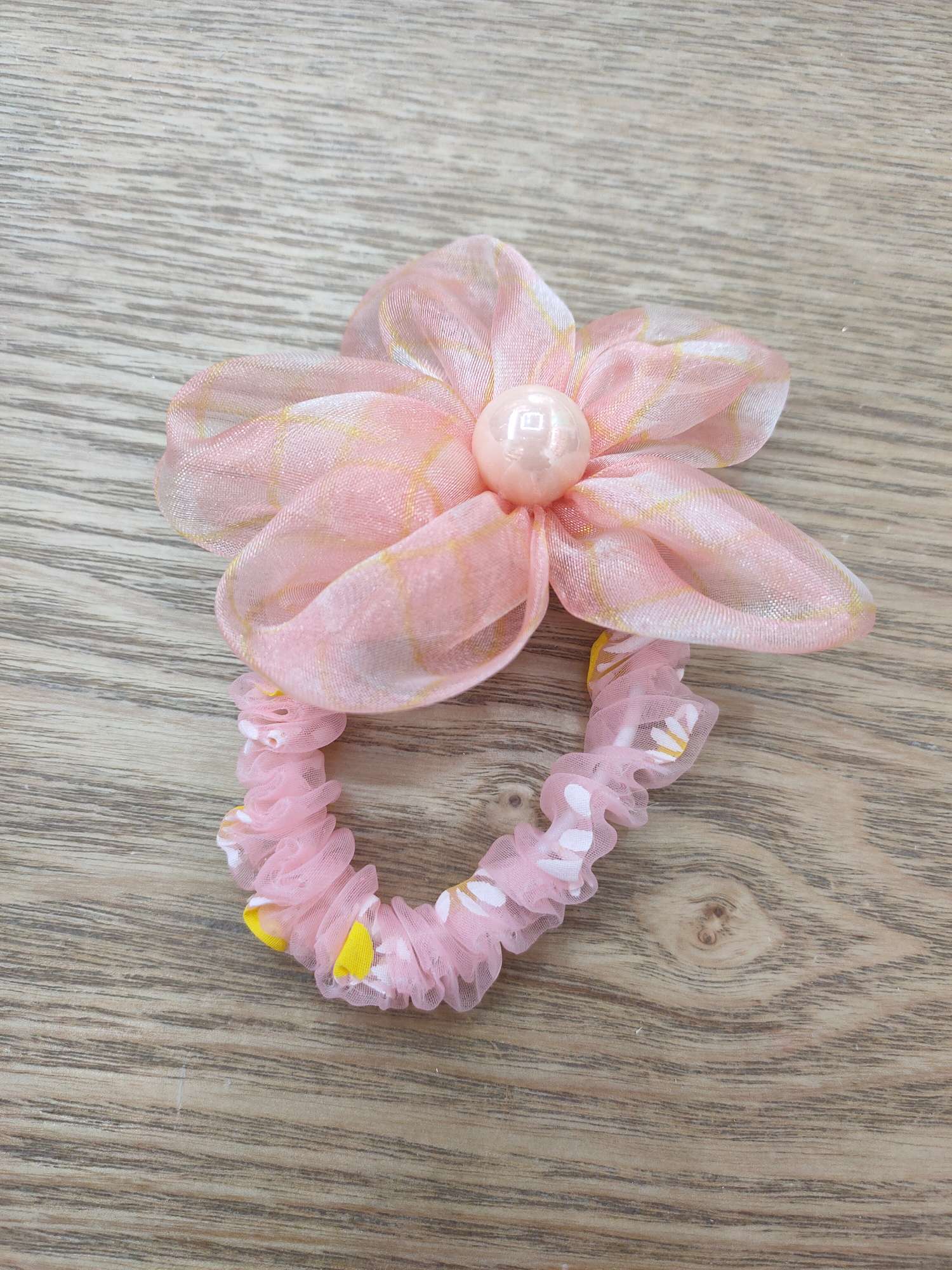 New Girls Big Child Flower Hair Circle Princess Lovely Pearl Flower Rubber Band First Cake Specification drawing