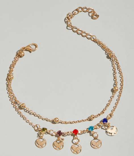 彩钻双链脚链图