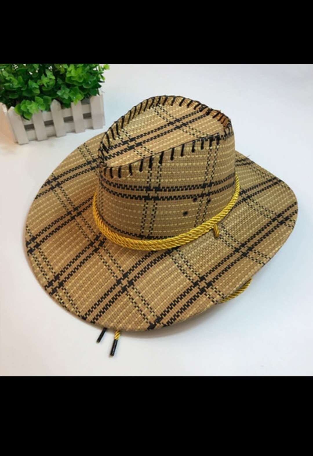 夏天防晒户外遮阳帽子男士礼帽沙滩帽子牛仔帽钓鱼帽大檐出游草帽白底实物图