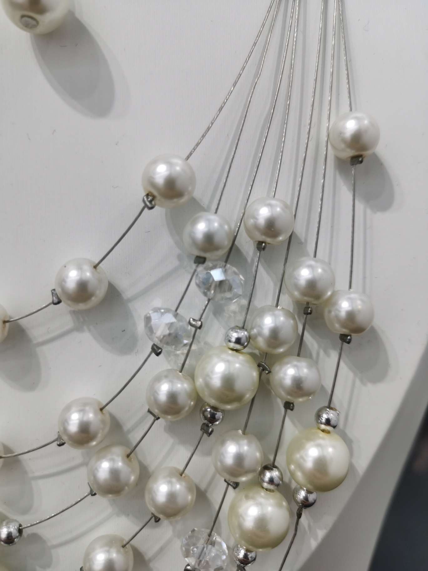 玻璃珍珠水晶七层定位手工项链套链细节图