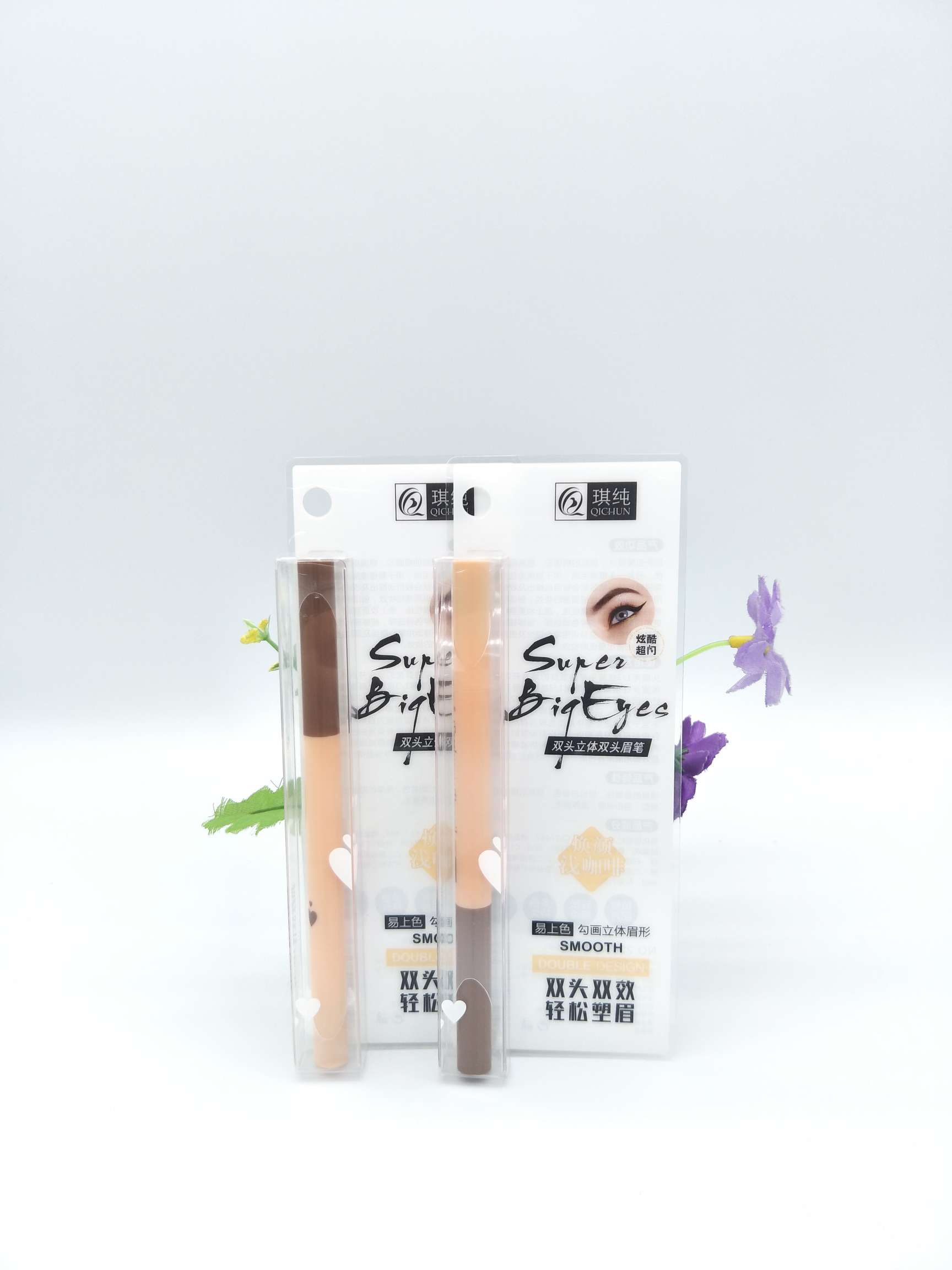 新款  2285A琪纯双头眉笔[玫瑰][玫瑰]白底实物图