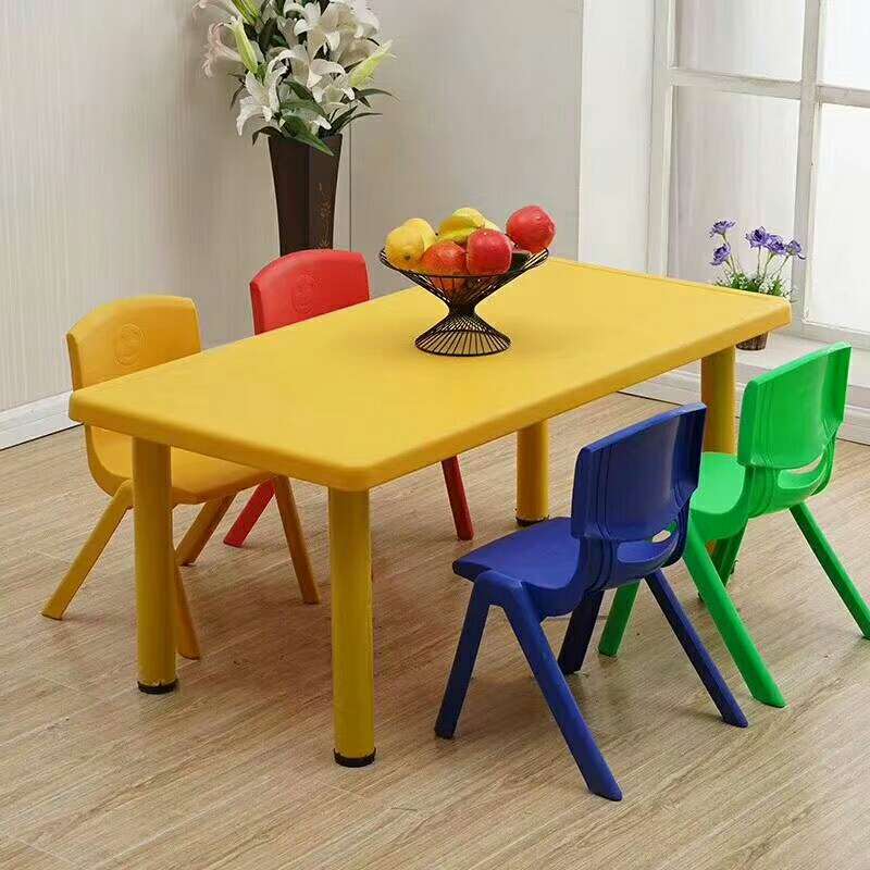  幼儿园塑料桌椅儿童六人长方桌宝宝学习桌 子幼儿园加厚课细节图