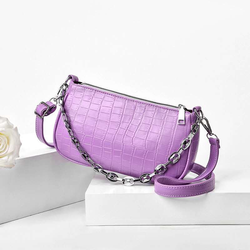 Custom-made new all-PU crocodile pattern chain crossbody bags for both domestic and export sales details Picture