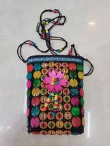 彩色椰壳编织彩条大手机长带挎包零钱包