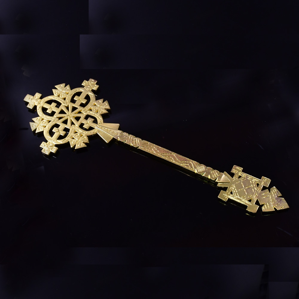 Golden hand-held cross Jerusalem Religious Prayer Ceremony supplies set undefined