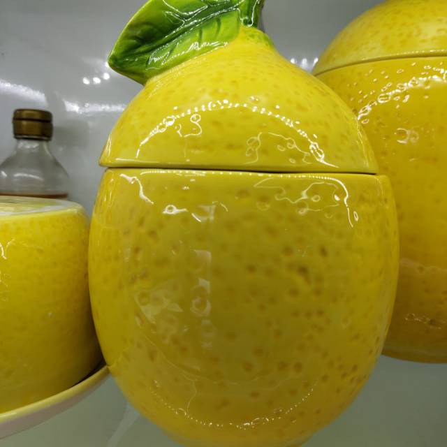 义乌好货 黄色陶瓷罐子柠檬形状，糖罐茶罐详情图3