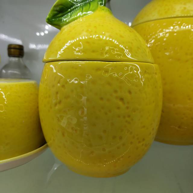 义乌好货 黄色陶瓷罐子柠檬形状，糖罐茶罐详情图2