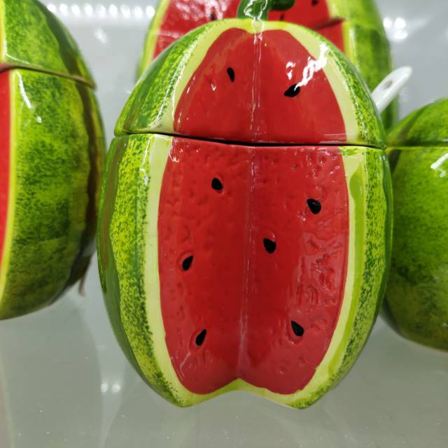 Yiwu quality watermelon-shaped ceramic jars, tea jars and sugar jars detail image 3