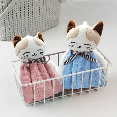 Children's hand towel Cartoon kitten hanging absorbent dry hand towel household creative cute bathroom thickening thumbnail