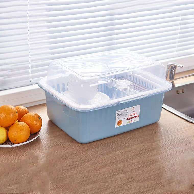 Bowl box, storage box for bowls and chopsticks, draining bowl rack, kitchen household covered magic tool, large storage rack, plastic bowl cabinet full figure