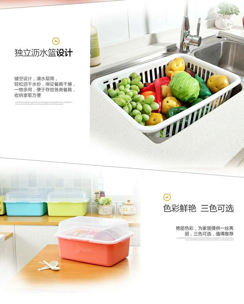 Bowl box, storage box for bowls and chopsticks, draining bowl rack, kitchen household covered magic tool, large storage rack, plastic bowl cabinet Application Scenario